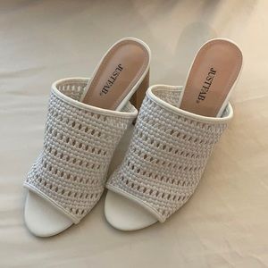 White braided detail mules